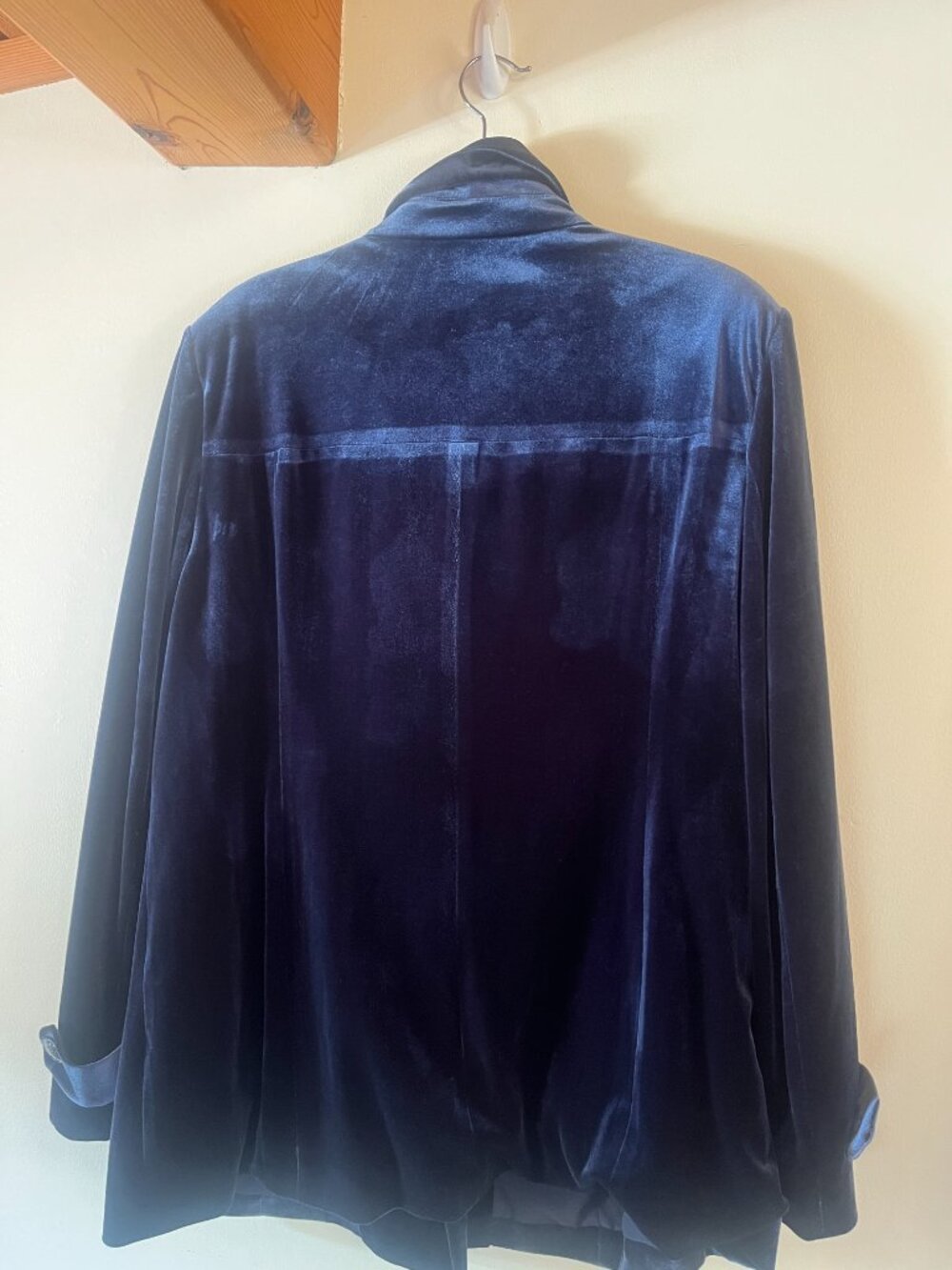 Jones New York Velvet Double‑Breasted Jacket Tonal Midnight Blue, Size 16 - Picture 4 of 6
